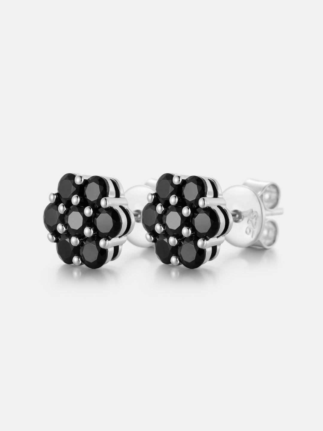 9mm Black Moissanite Cluster Hexagon Earrings