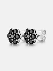 9mm Black Moissanite Cluster Hexagon Earrings