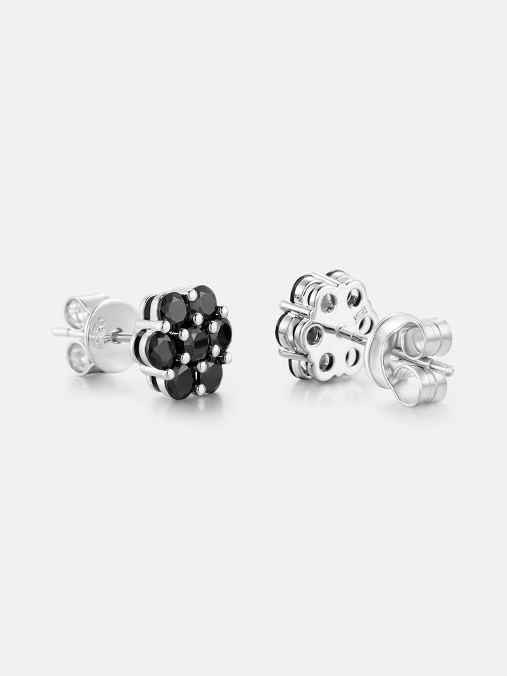 9mm Black Moissanite Cluster Hexagon Earrings