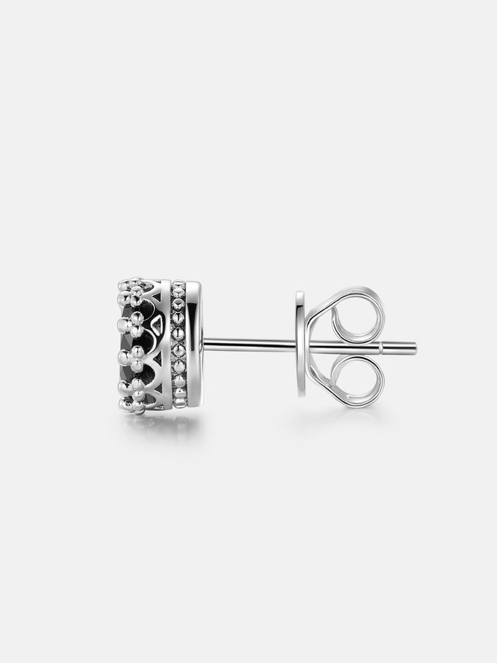 Black Moissanite Crown Stud Earrings