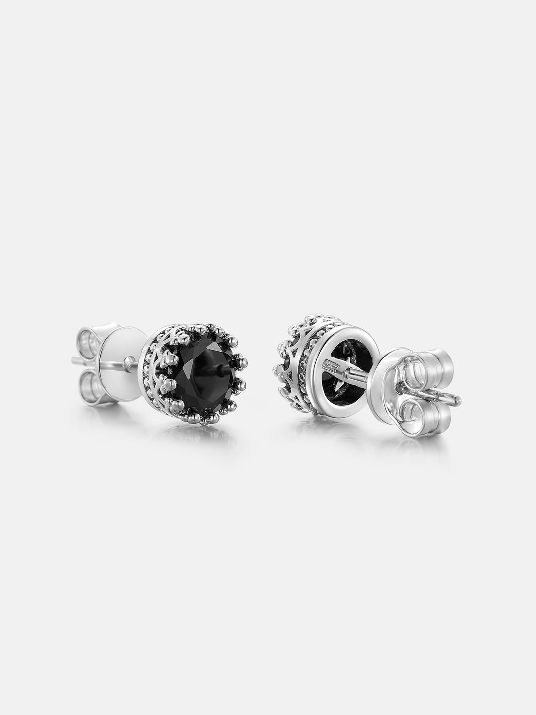 Black Moissanite Crown Stud Earrings