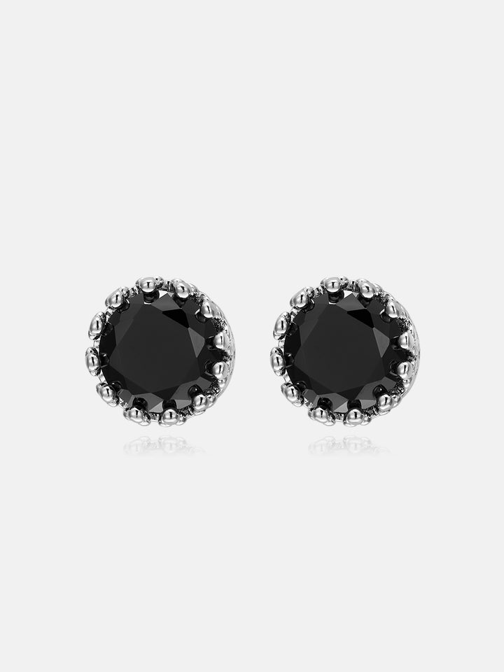 Black Moissanite Crown Stud Earrings