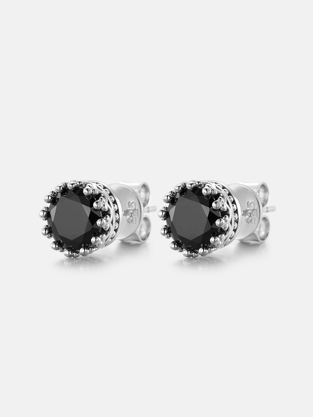Black Moissanite Crown Stud Earrings