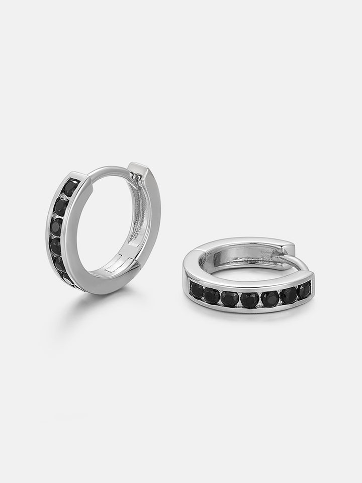 Black Moissanite Single Row Hoop Earrings
