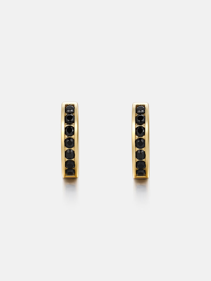 Black Moissanite Single Row Hoop Earrings