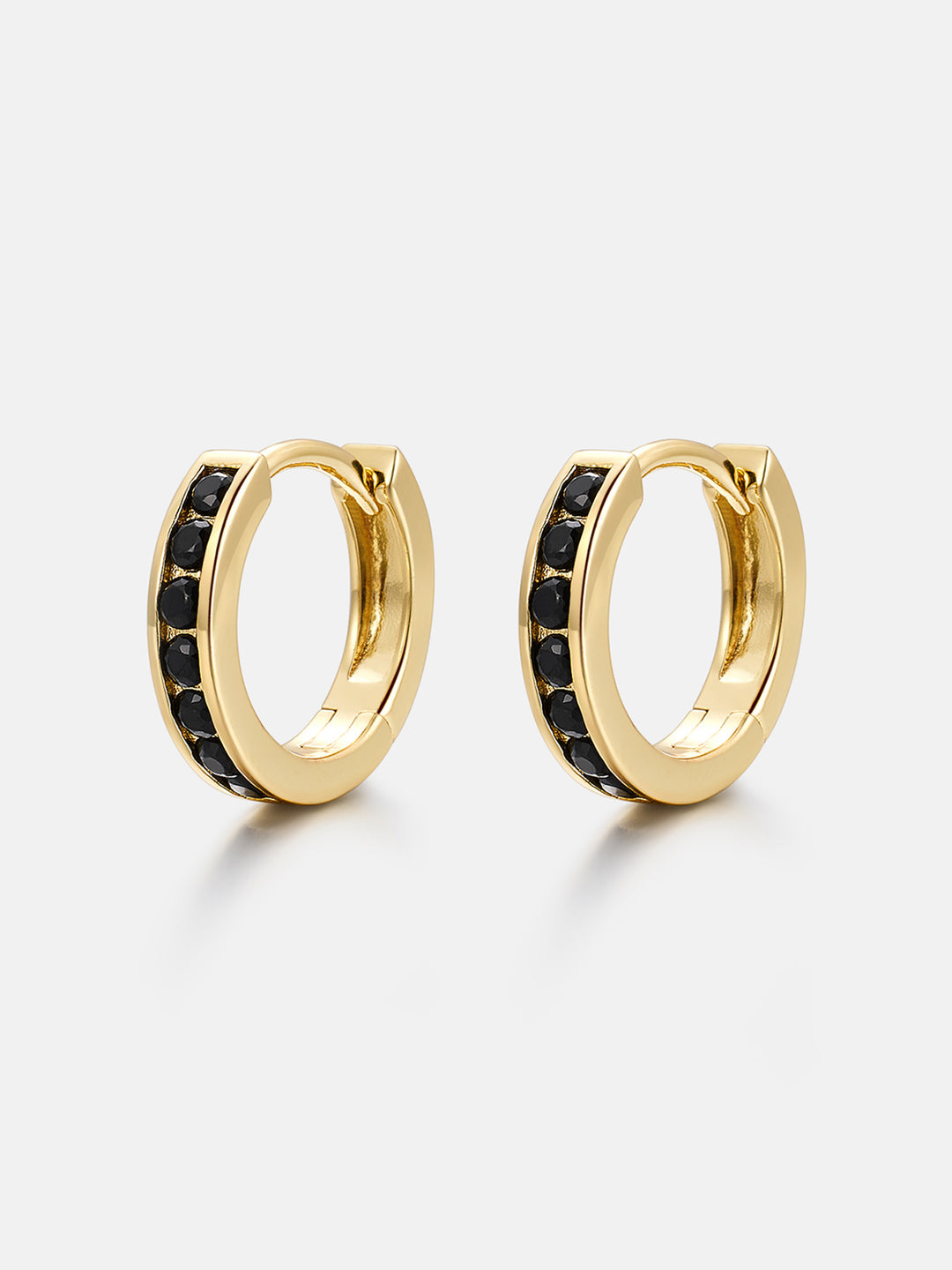 Black Moissanite Single Row Hoop Earrings