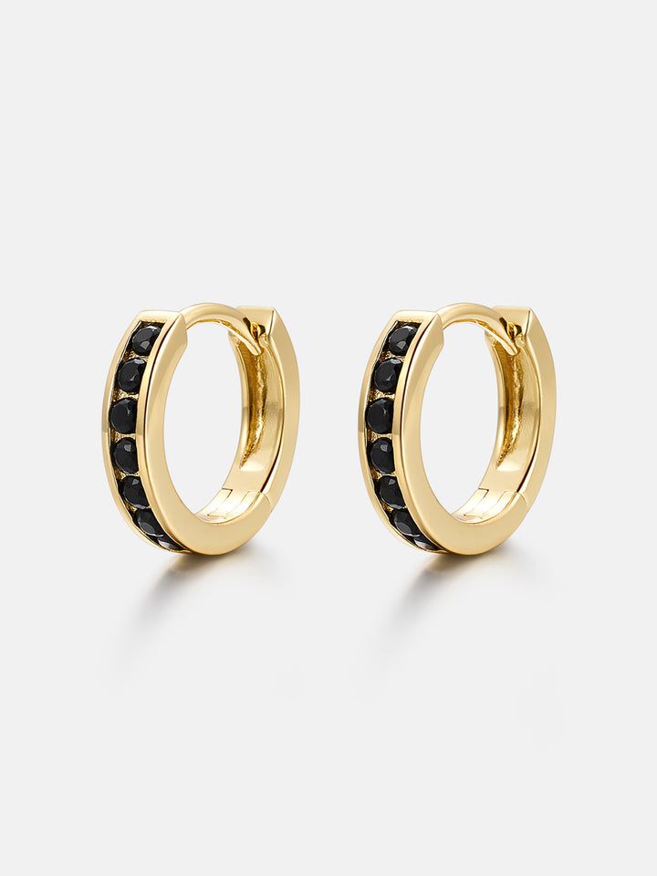 Black Moissanite Single Row Hoop Earrings