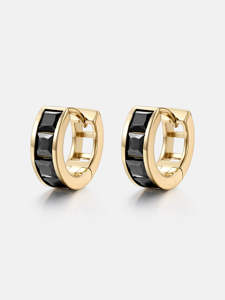 Black Princess Moissanite Single Row Hoop Earrings