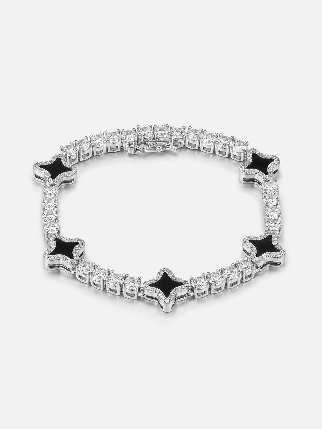 Black Agate Star Moissanite Tennis Bracelet