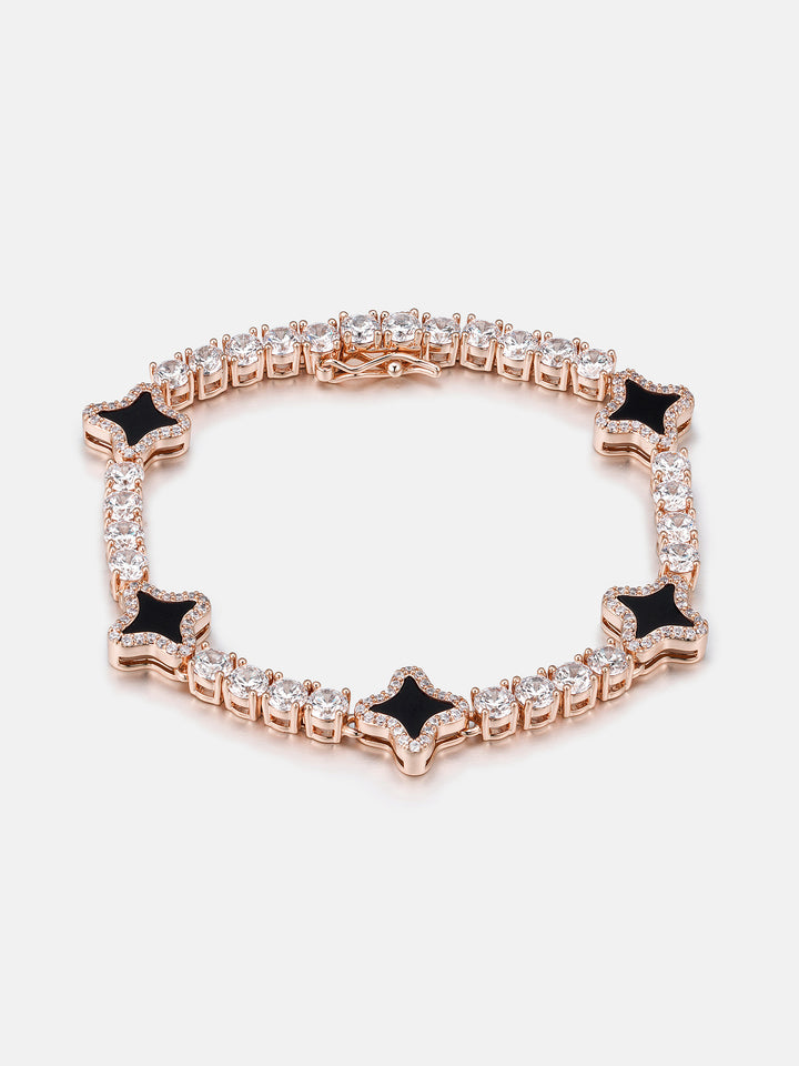 Black Agate Star Moissanite Tennis Bracelet