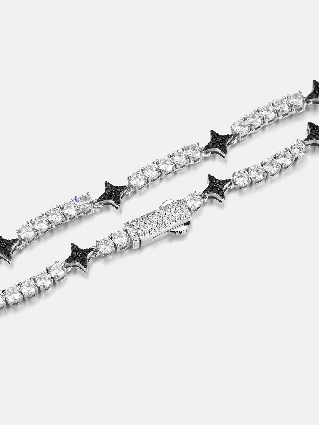 Black Four-Point Star Moissanite Tennis Chain - ICEGIANT