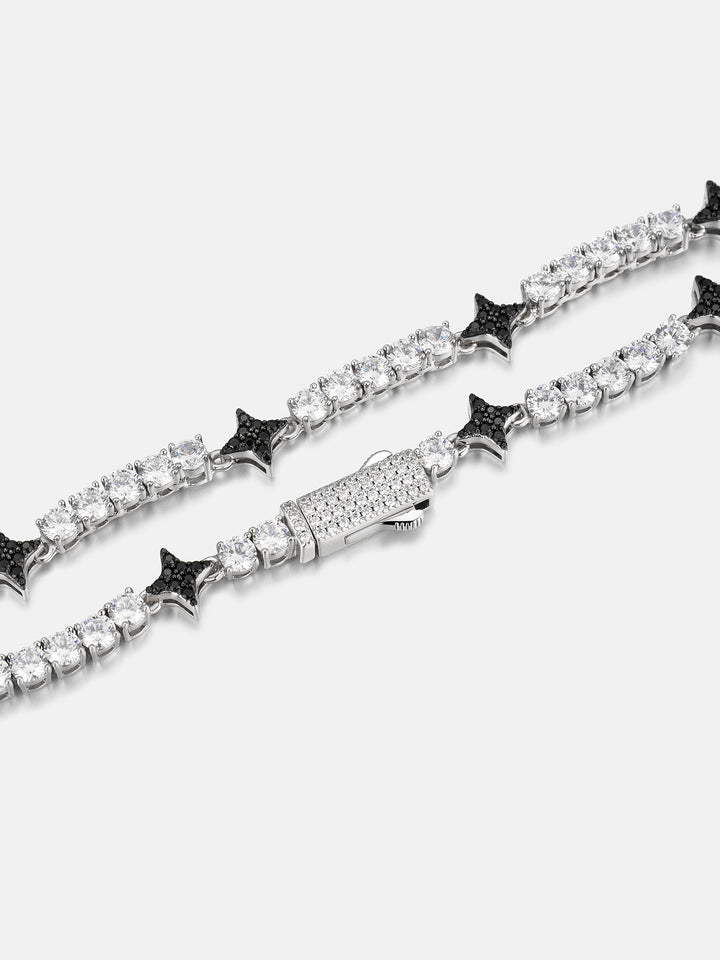 Black Four-Point Star Moissanite Tennis Chain - ICEGIANT