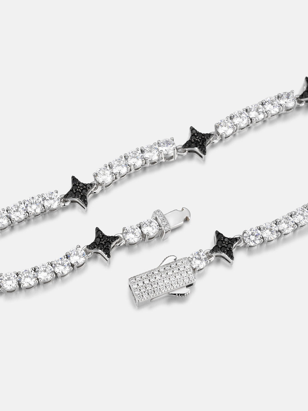Black Four-Point Star Moissanite Tennis Chain - ICEGIANT