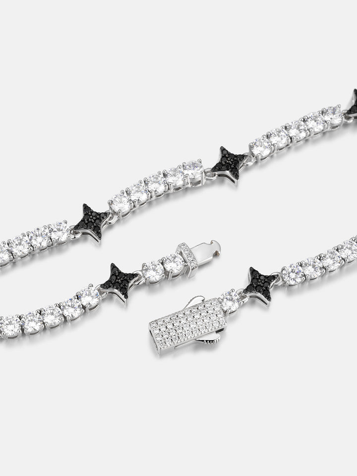 Black Four-Point Star Moissanite Tennis Chain - ICEGIANT