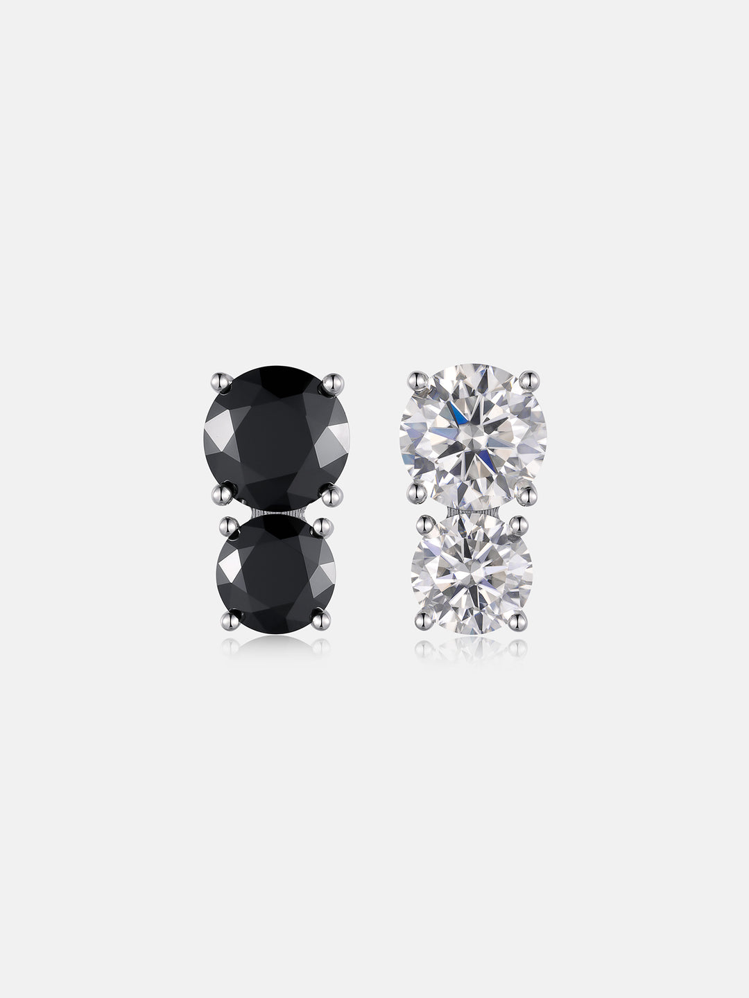 Black & White Duo Moissanite Stud Earrings - 7.4ct Total