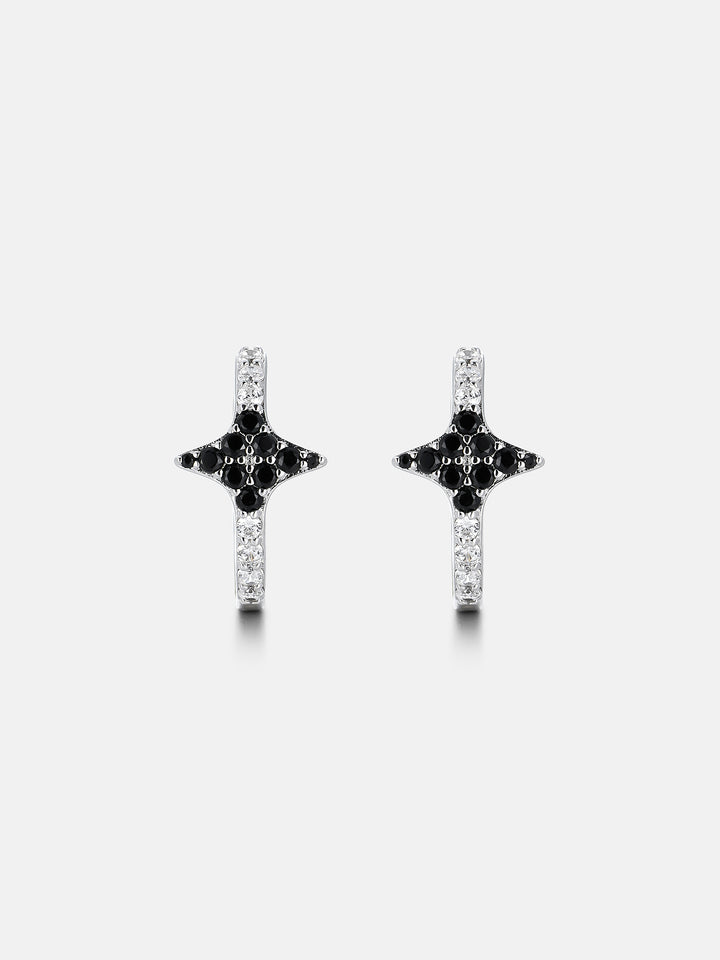 Black & White Moissanite Ice Star Hoop Earrings