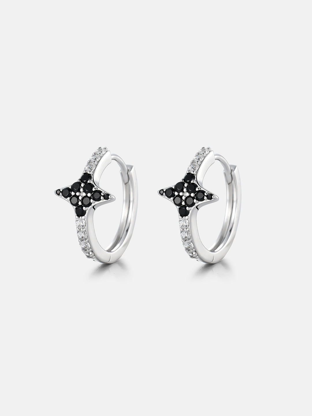 Black & White Moissanite Ice Star Hoop Earrings