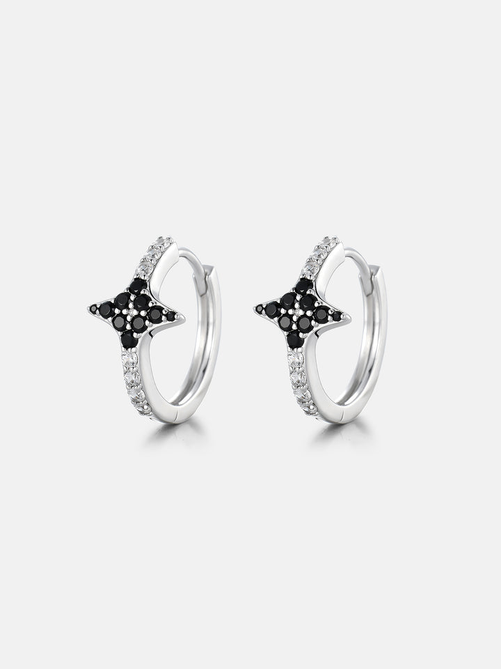 Black & White Moissanite Ice Star Hoop Earrings