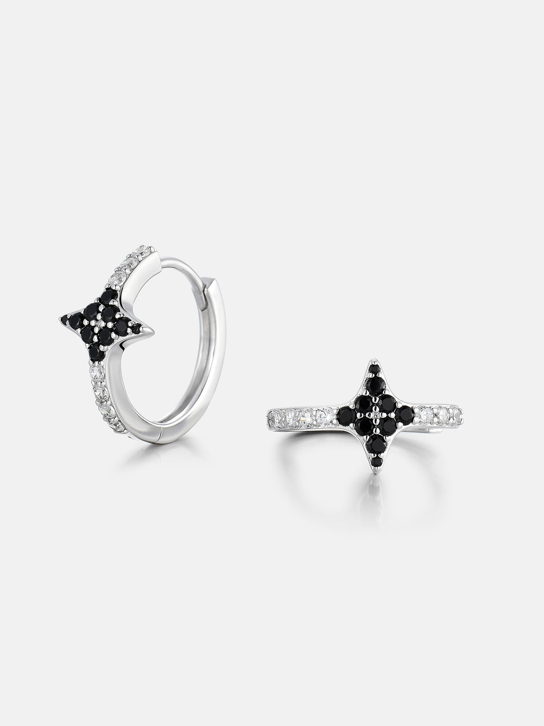 Black & White Moissanite Ice Star Hoop Earrings