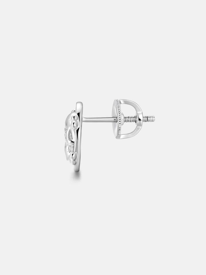 Black & White Moissanite Skull Crossbones Stud Earrings