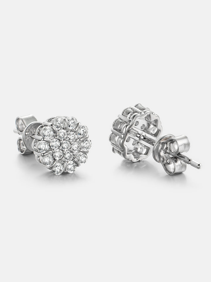 Blooming Halo Cluster Moissanite Stud Earrings