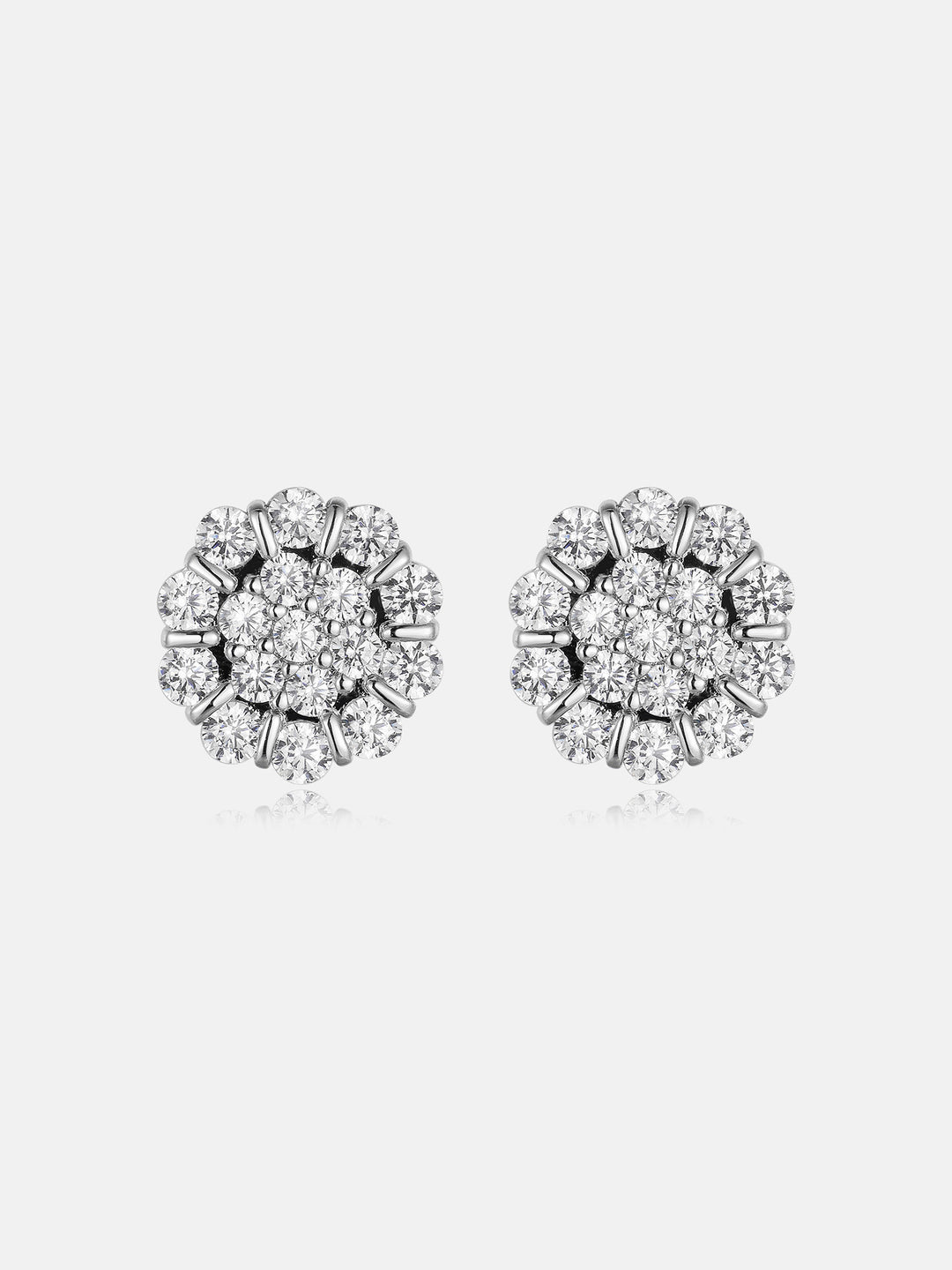 Blooming Halo Cluster Moissanite Stud Earrings