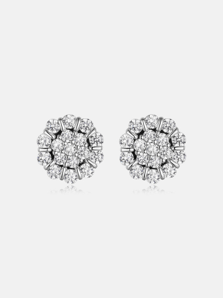 Blooming Halo Cluster Moissanite Stud Earrings