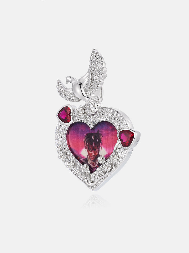 Blooms & Wings Heart Photo Pendant