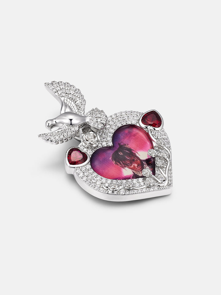 Blooms & Wings Heart Photo Pendant