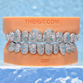 Blue-White Mosaic Set W Opal Cross Grillz