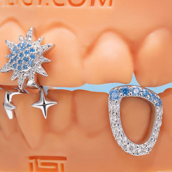 "Blue Bloom" Opal Sunflower Grillz