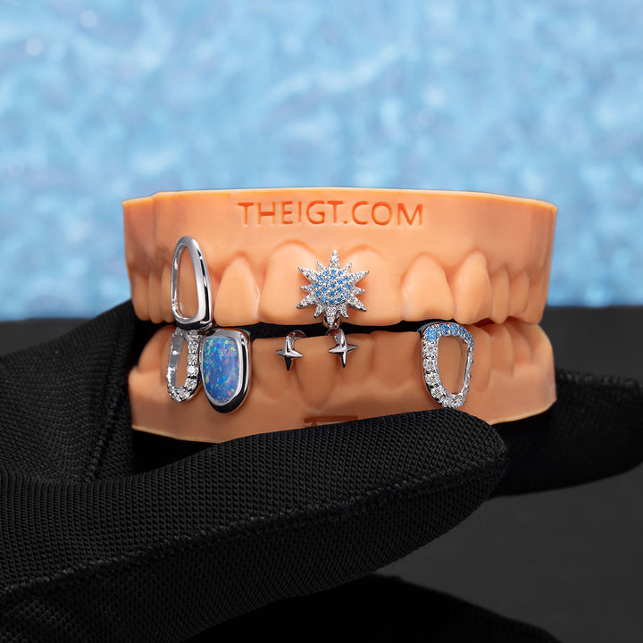 "Blue Bloom" Opal Sunflower Grillz