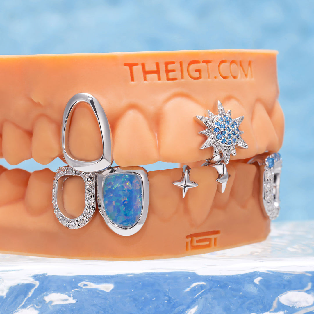 "Blue Bloom" Opal Sunflower Grillz