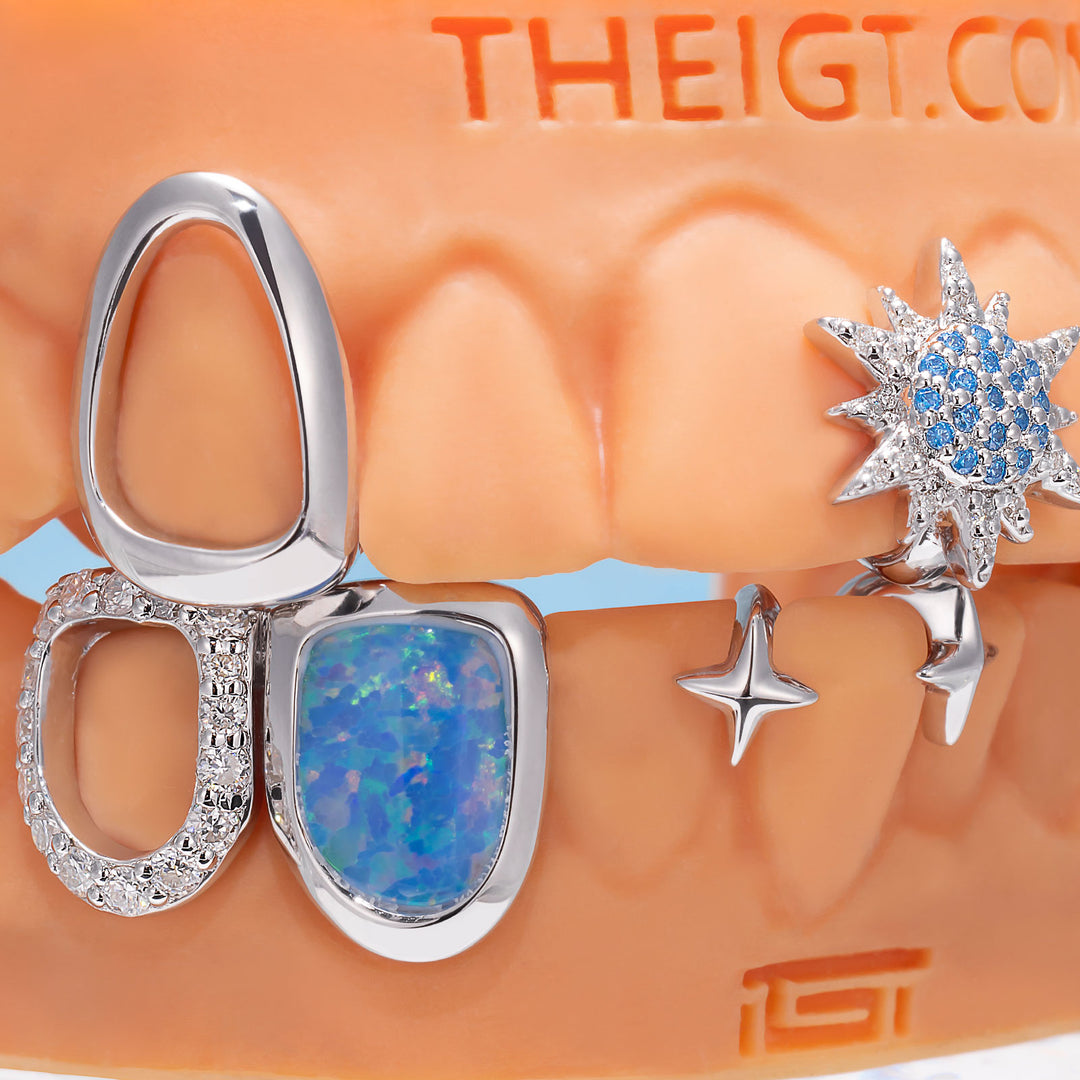 "Blue Bloom" Opal Sunflower Grillz