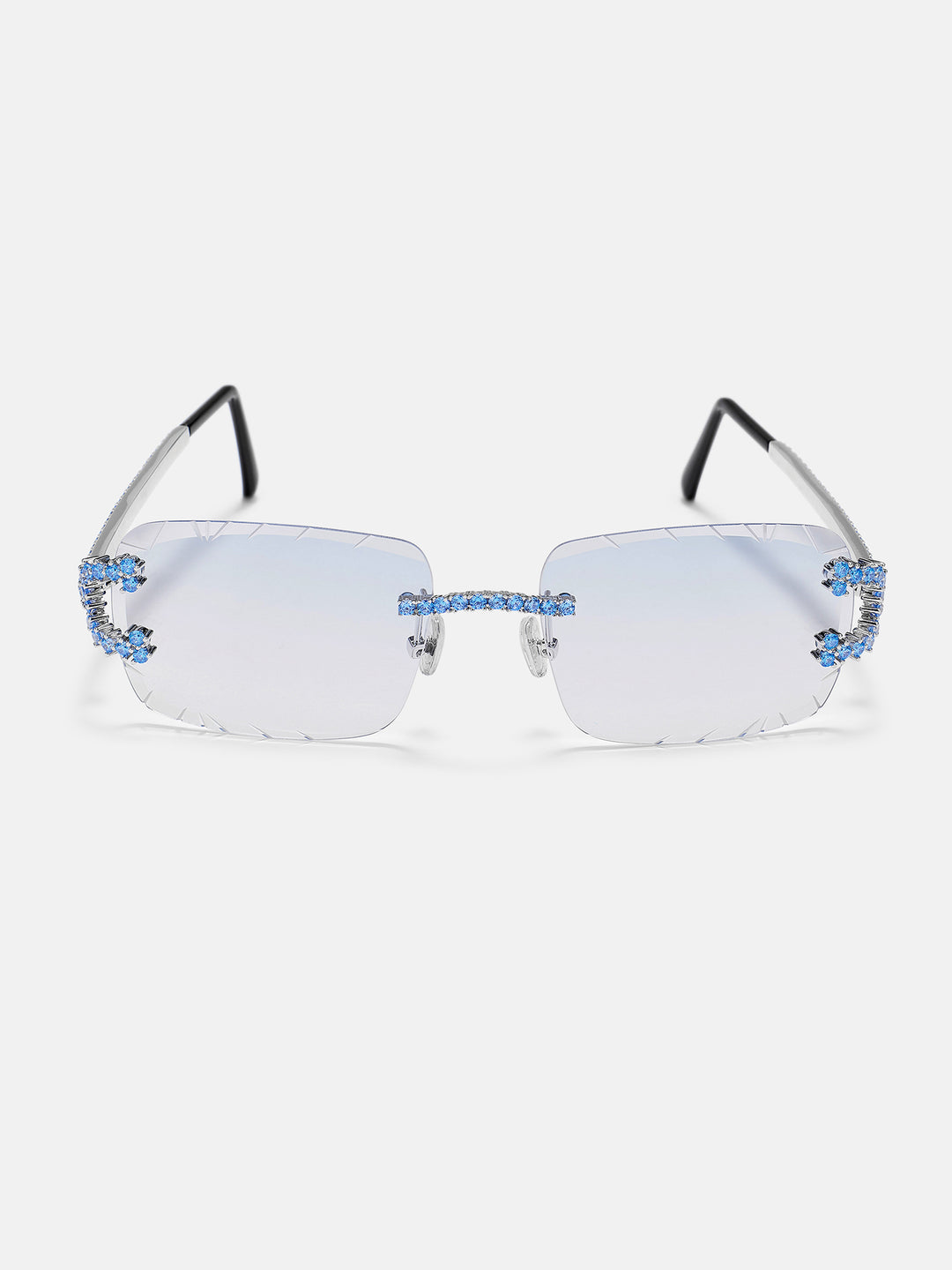 Blue Gem Classic C Sunglasses In White Gold