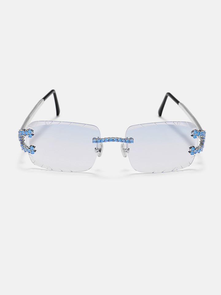 Blue Gem Classic C Sunglasses In White Gold