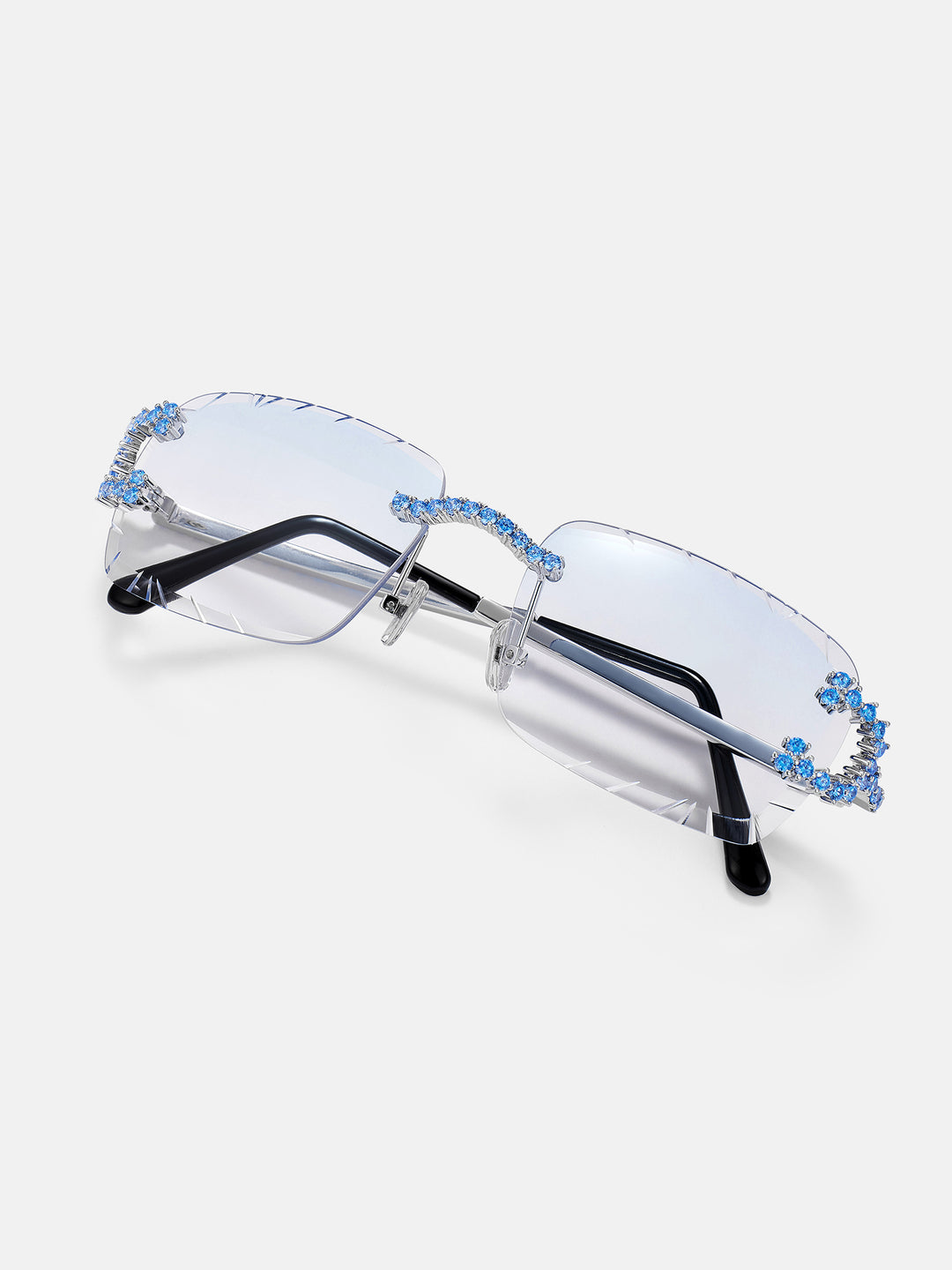 Blue Gem Classic C Sunglasses In White Gold