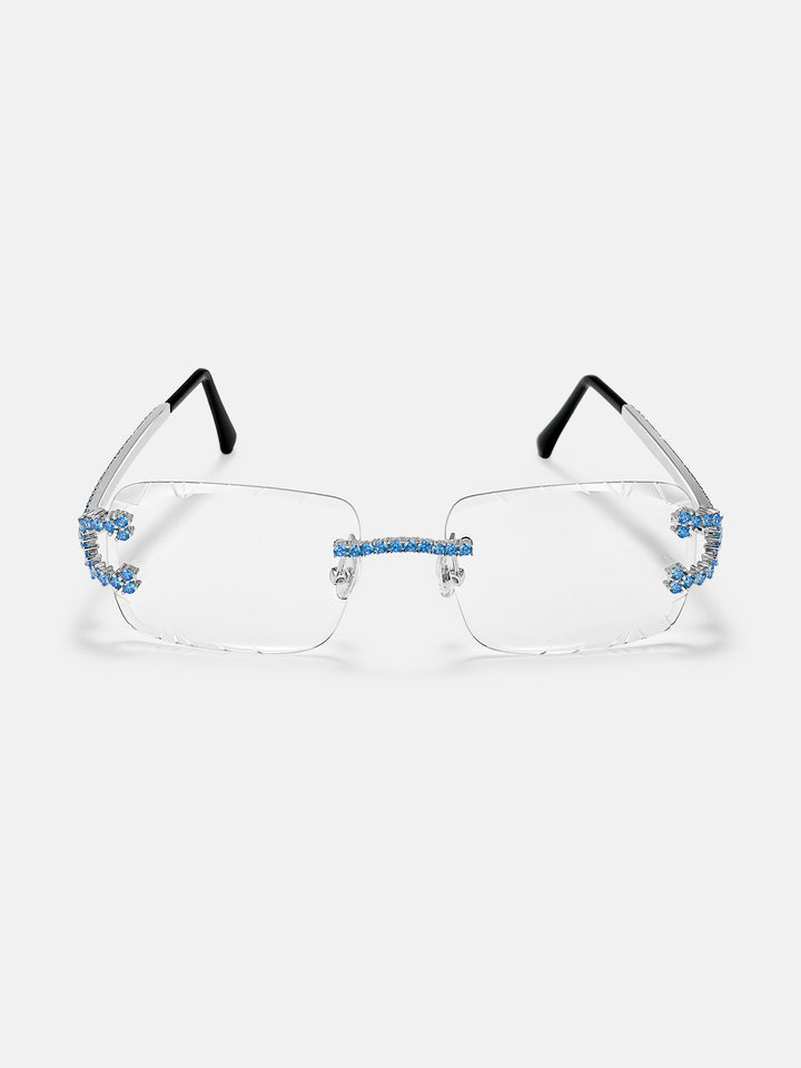 Blue Gem Classic C Sunglasses In White Gold
