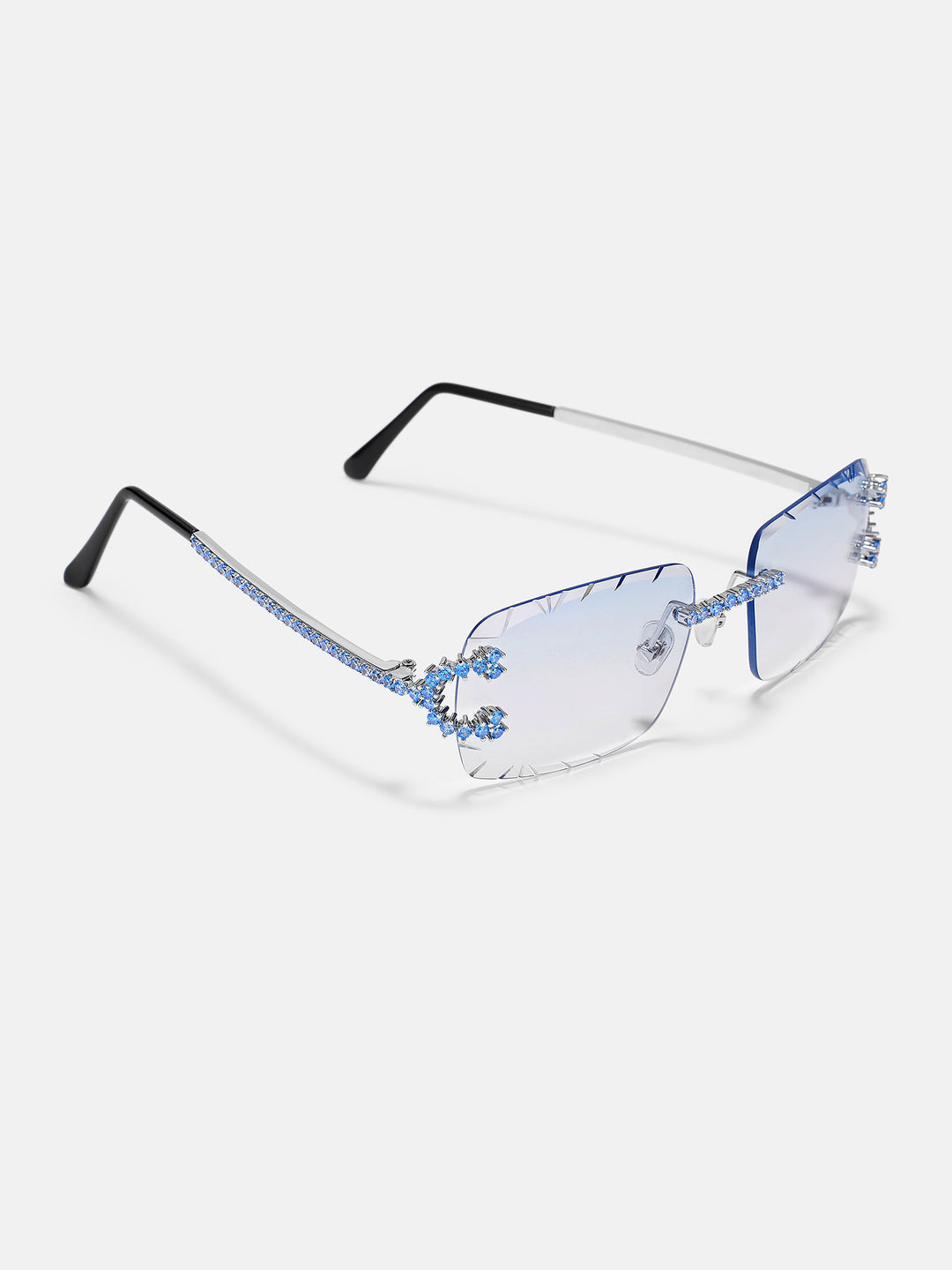 Blue Gem Classic C Sunglasses In White Gold