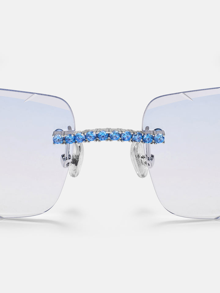 Blue Gem Classic C Sunglasses In White Gold