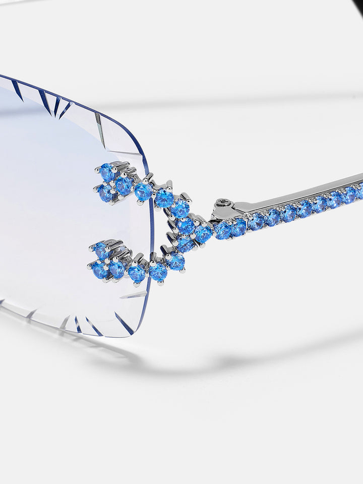 Blue Gem Classic C Sunglasses In White Gold
