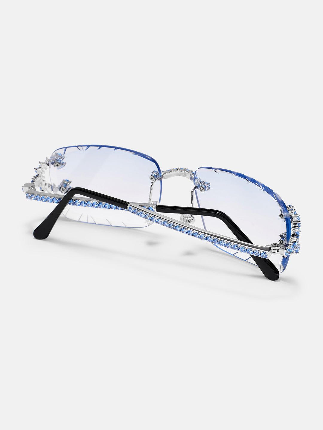 Blue Gem Classic C Sunglasses In White Gold