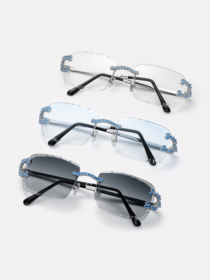 Blue Gem Classic C Sunglasses In White Gold