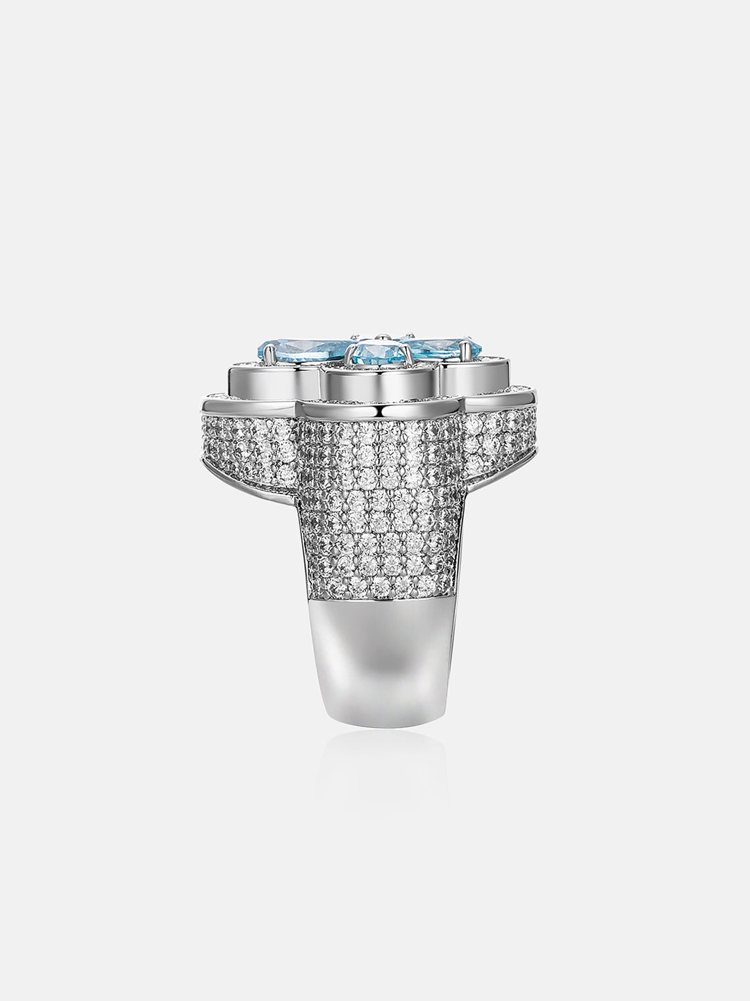 Blue Gemstone Moissanite Four Leaf Clover Ring