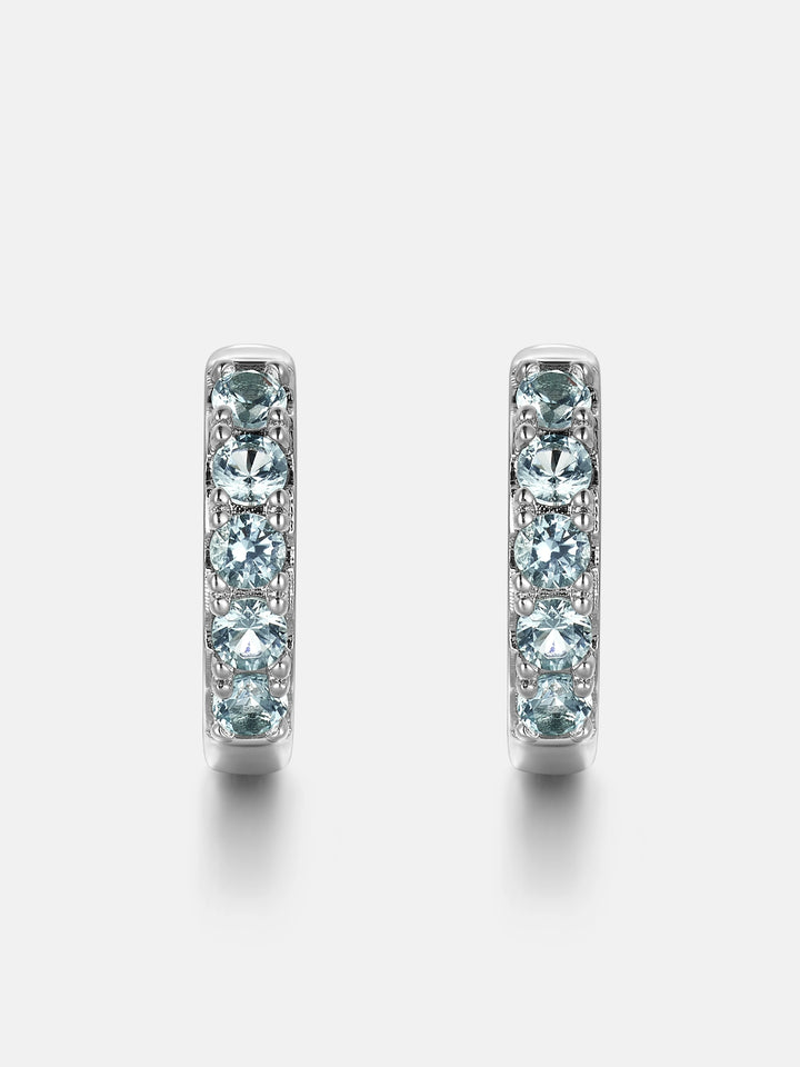 Blue Moissanite Single Row Hoop Earrings