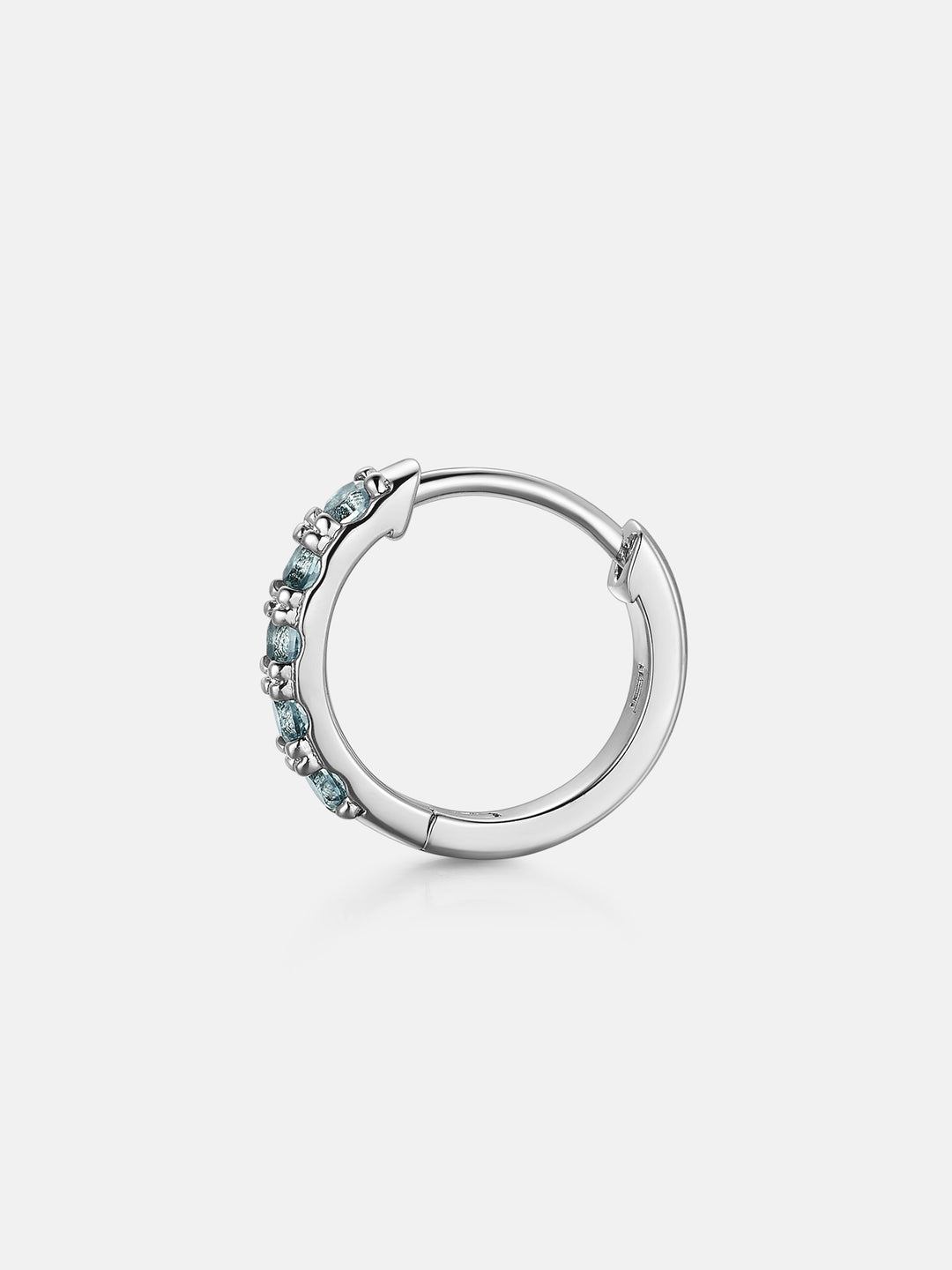 Blue Moissanite Single Row Hoop Earrings