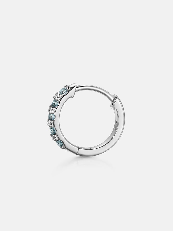 Blue Moissanite Single Row Hoop Earrings