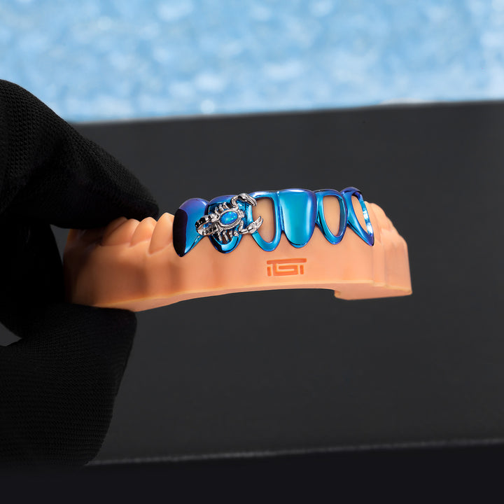 Blue Opal Scorpion Titanium Custom Grillz
