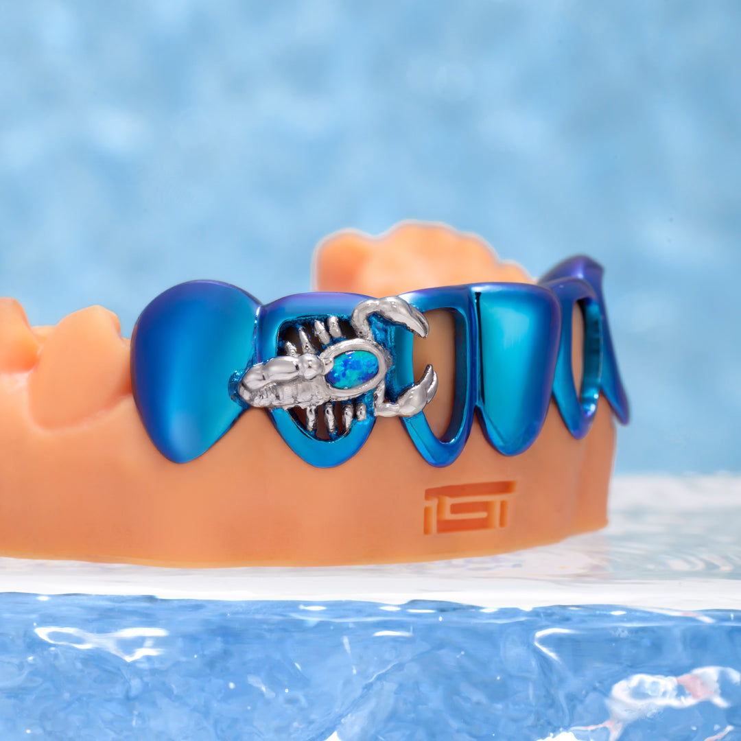 Blue Opal Scorpion Titanium Custom Grillz
