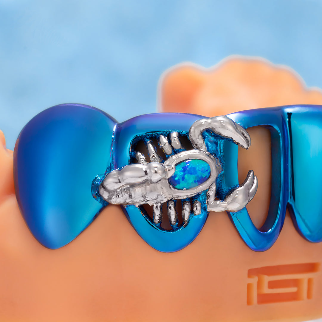 Blue Opal Scorpion Titanium Custom Grillz